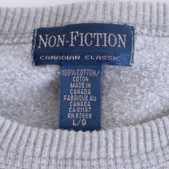 Vintage Non-Fiction Gray 100% Cotton Crew Neck Sweater Size Large - Picture 10 of 11